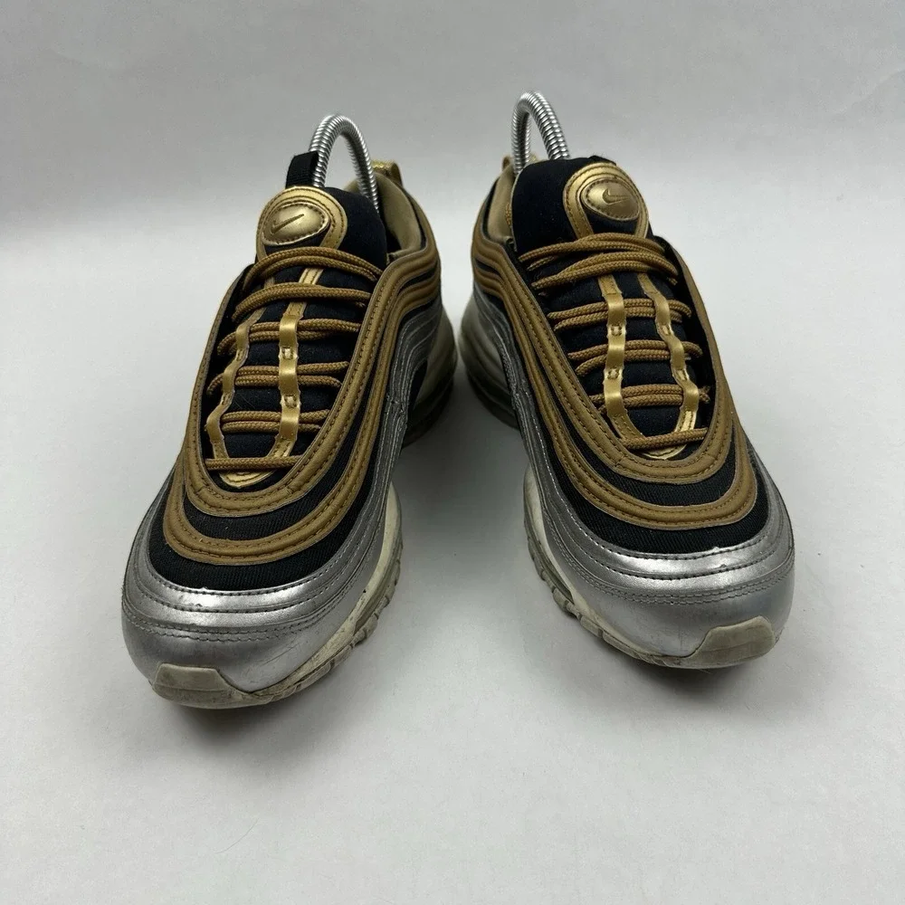 Nike Air Max 97 Women 8 Gold Silver Black AQ4137-700 Metallic Glitter Sneakers
